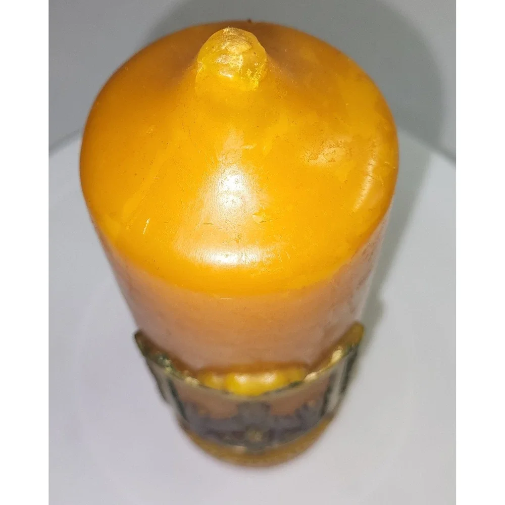 Vintage Bad Neustadt Germany Beeswax Pillar Candle Crest Souvenir 7in